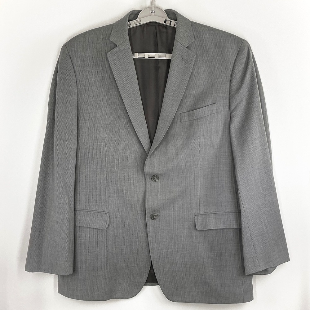 Joseph Abboud 46R Gray 100% Wool Sport Coat Blazer 2 Button Pinstripe Jacket‎
